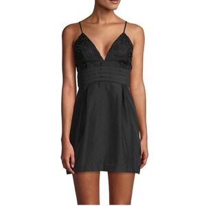 Free People We Go Together black cocktail cummerbund waist mini formal dress 12